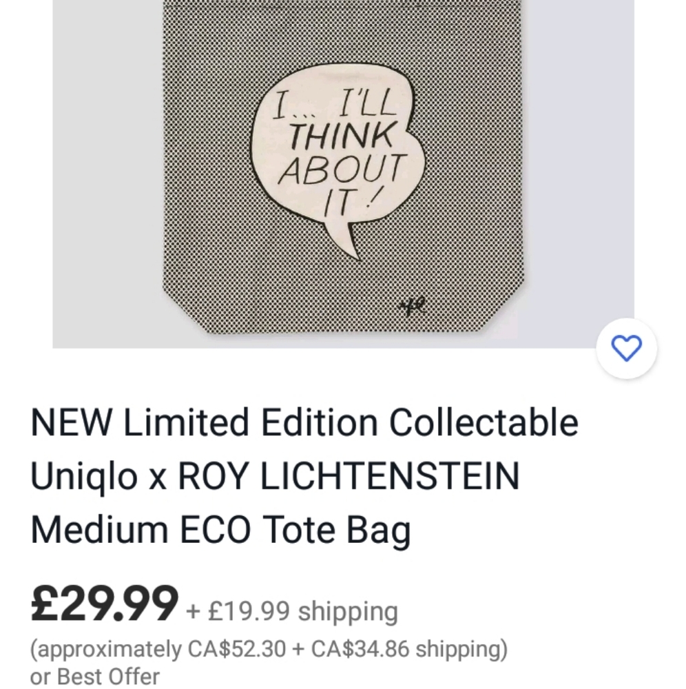 Uniqlo UT ROY LICHTENSTEIN ECO tote bag off white - Picture 5 of 5